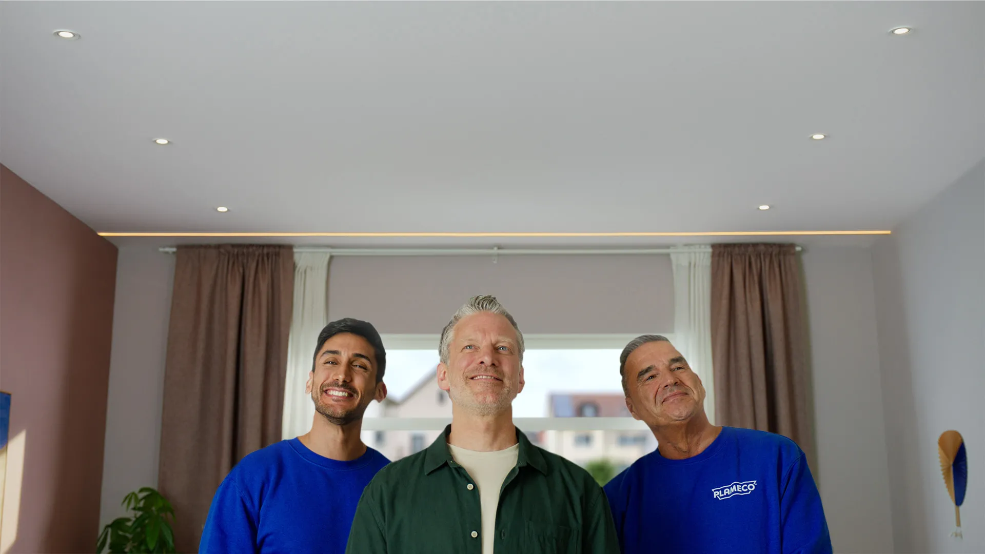 Plameco still -  3 mannen tevreden resultaat 19x6_bew