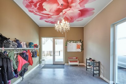 Fotoplafond met roze bloem