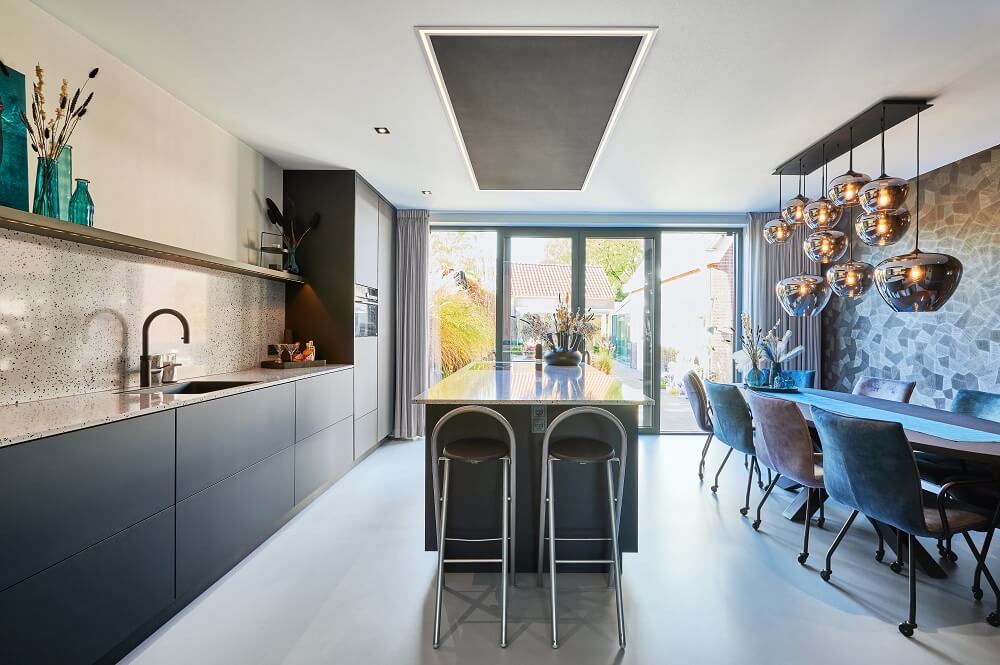 Plameco spanplafond: woontrends, keuken, eetkamer, zwart