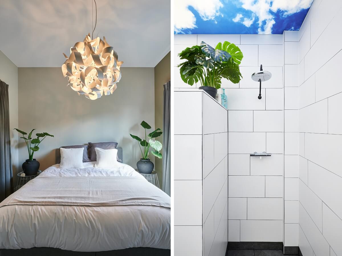 Plameco spanplafond: Foto spanplafonds, creatief, slaapkamer, douche